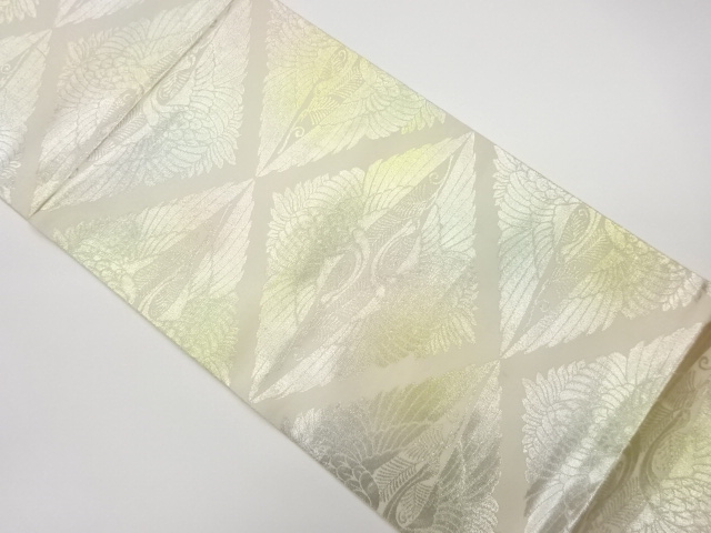 JAPANESE KIMONO / VINTAGE FUKURO OBI / WOVEN CRANE